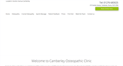 Desktop Screenshot of camberleyosteopaths.co.uk