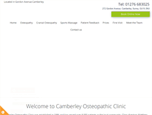 Tablet Screenshot of camberleyosteopaths.co.uk